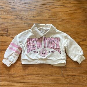 Zara Cream and Pink Collegiate Sweatshirt 18-24 months